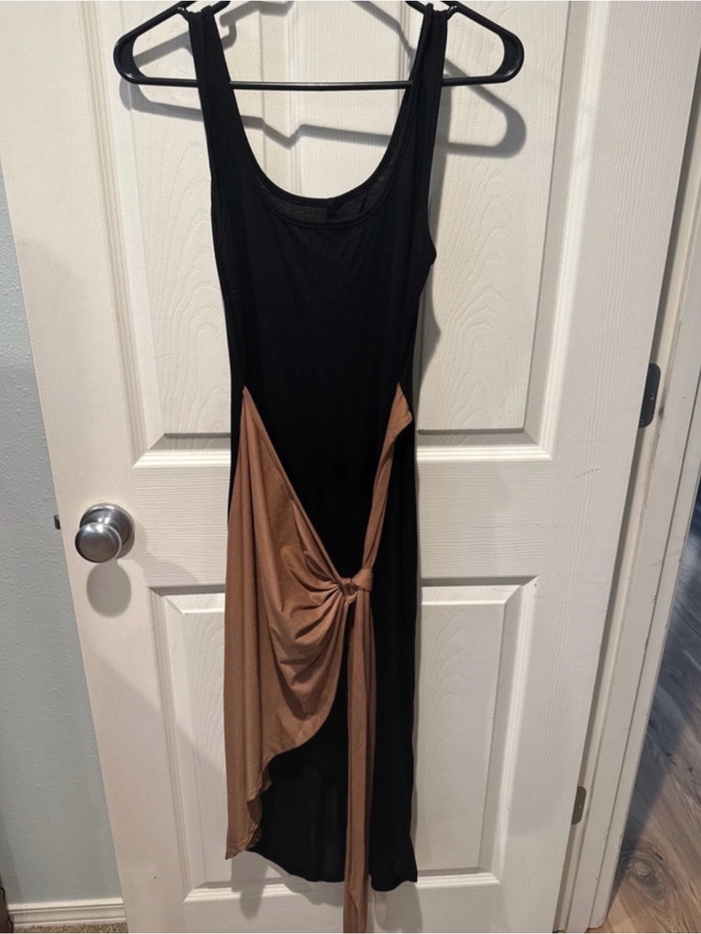 SHEIN Black and Tan High-Low Knot Dress